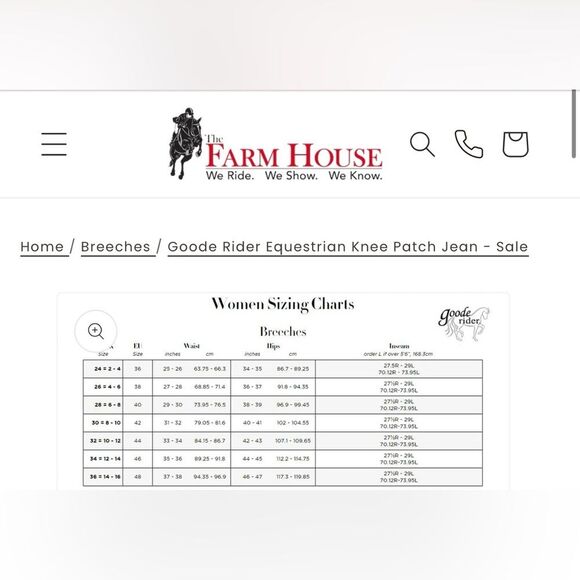 Goode Rider, Equestrian Jean Breech with Knee Patch Women’s 30L - Picture 12 of 16